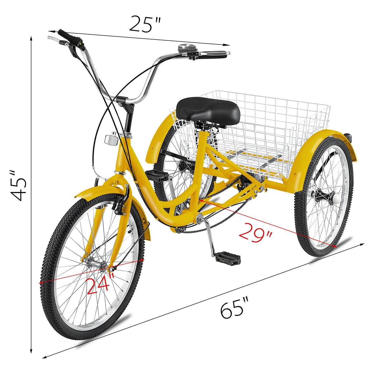 7 Speed 24in Adult Tricycle with Basket O283205
