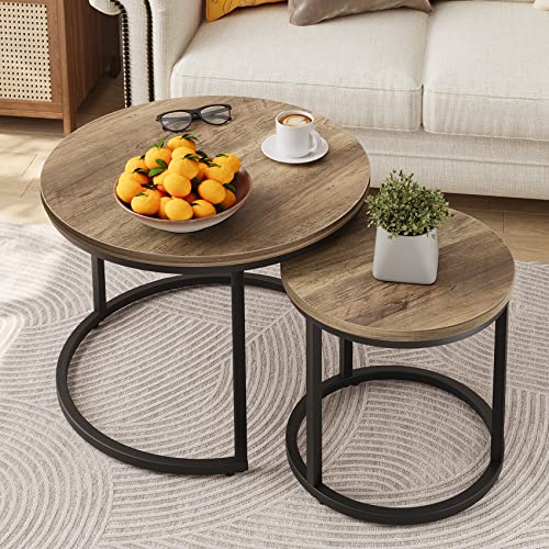 Set of 2 Round Wood Grain Coffee Table E357842