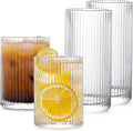 Set of 4 Origami Style Glass Cups, 2 Highball & 2 Rocks Glasses Z3435
