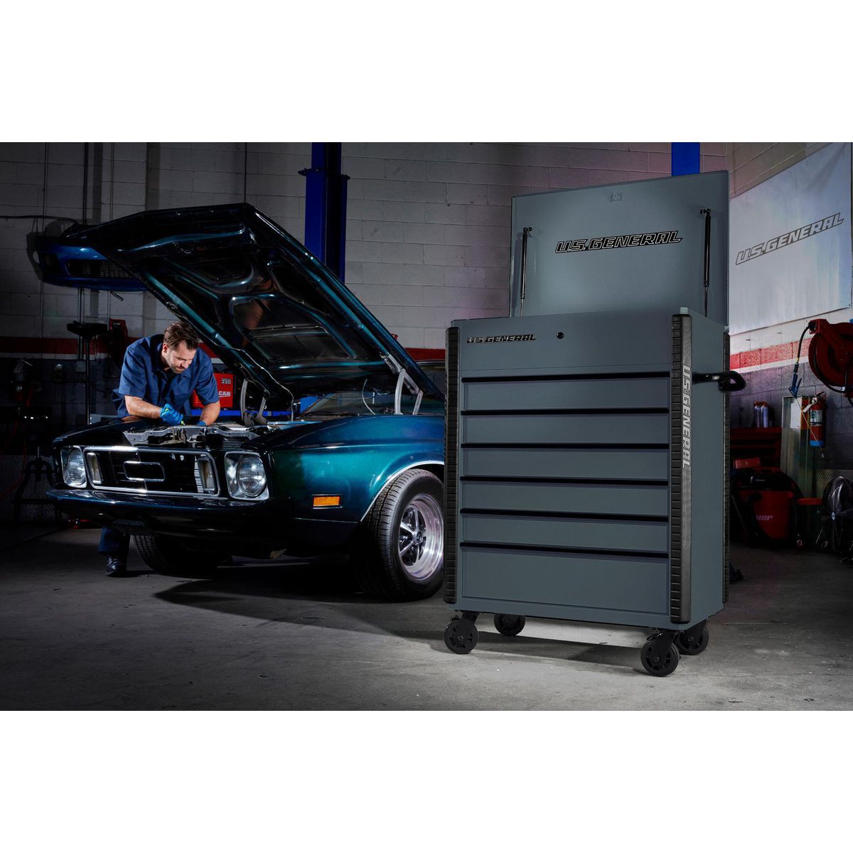 6 Drawer Slate Gray Service Cart N33565