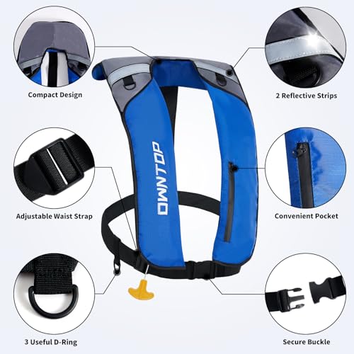 Manual Inflatable Swim Jacket with Zipper Pocket B814