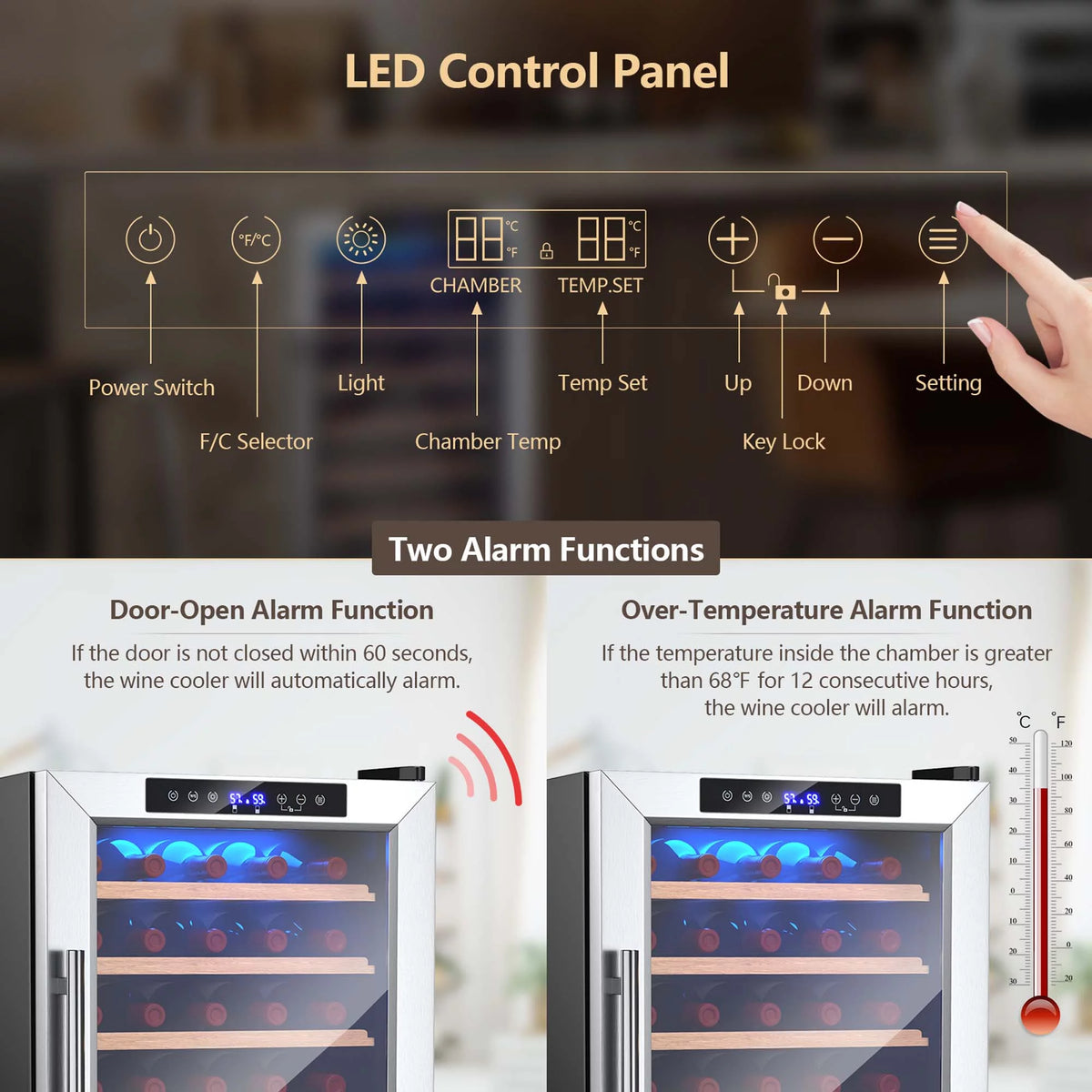 20 Inch Cooler Refrigerator with Tempered Glass Door W8173
