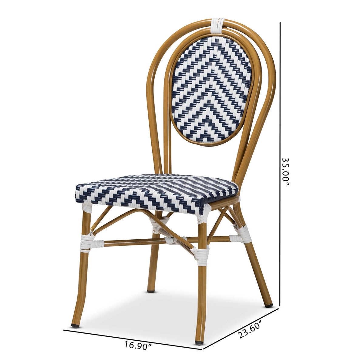 Blue and White Wicker Stacking Dining Chair Set of 2 G689191