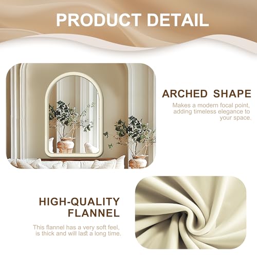 Cream White Arched Full Length Flannel Mirror A2163