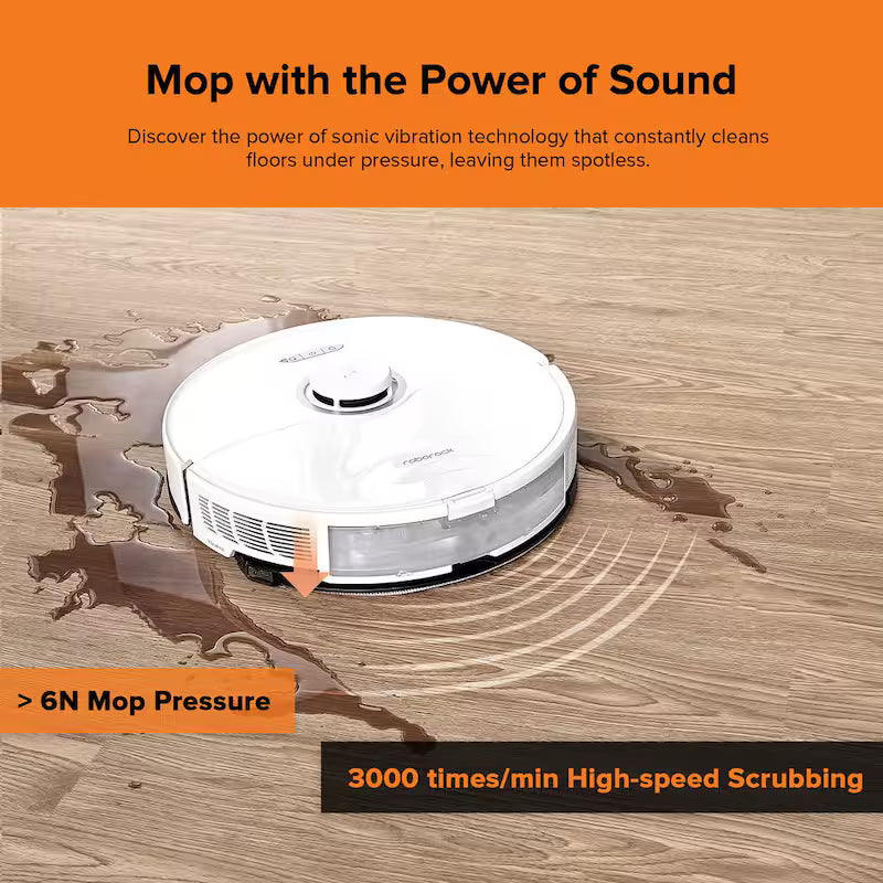 Robotic Vacuum with Sonic Mopping, LiDAR Navigation, Washable Filter, White Z689902