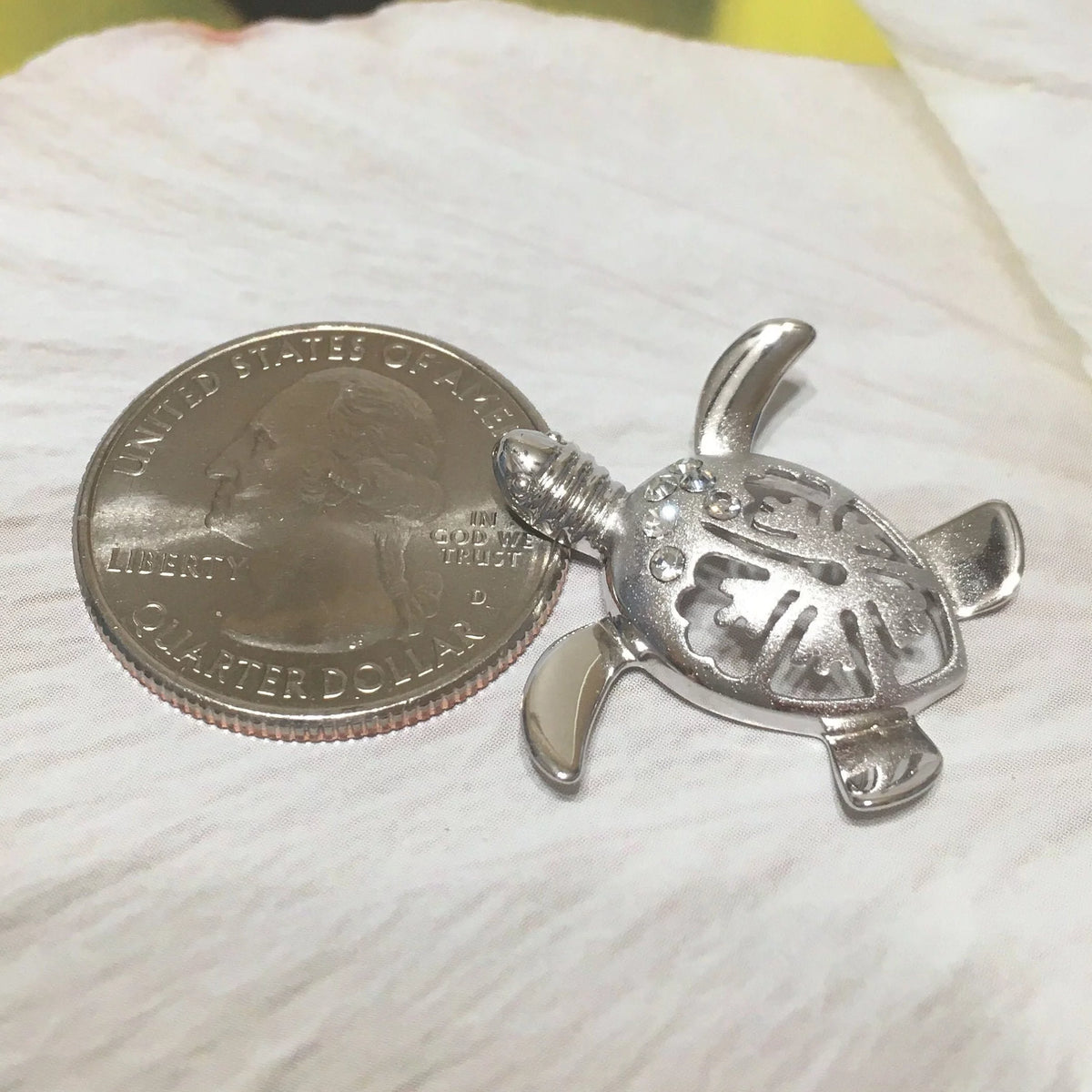Sterling Silver Turtle Hibiscus Earring and Necklace K365259