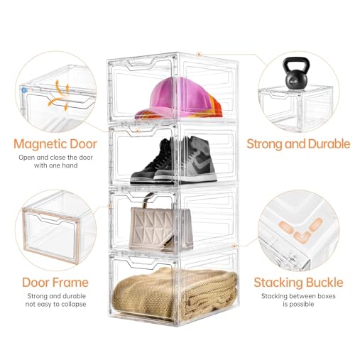 4-Tier Stackable Clear Plastic Storage Bins with Lid K23287