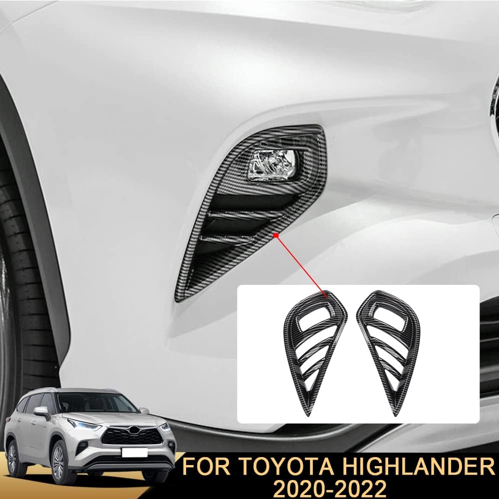 2020 2021 2022 Toyota Highlander Front Fog Light Cover ABS Carbon Fiber Print Frame D275