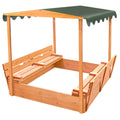 Covered Convertible Cedar Sandbox with Canopy and Two Bench Seats P271731