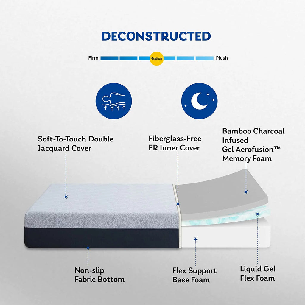 King 8 Inch Bamboo Charcoal Gel Memory Foam Mattress O7458