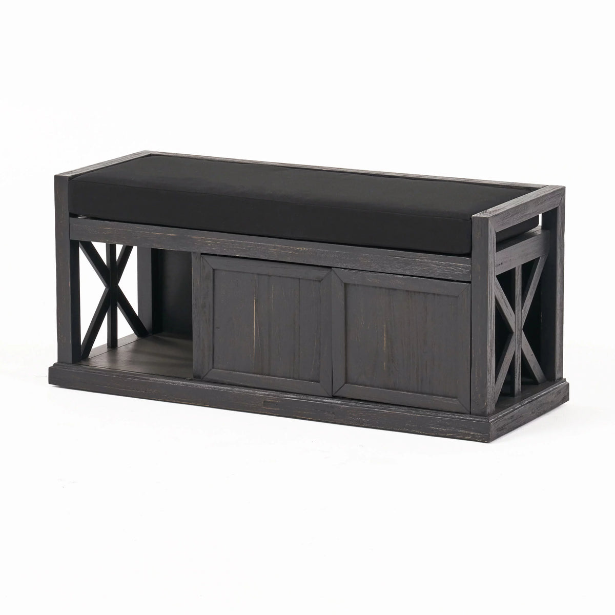 Acacia Wood Storage Bench with Cushion W438