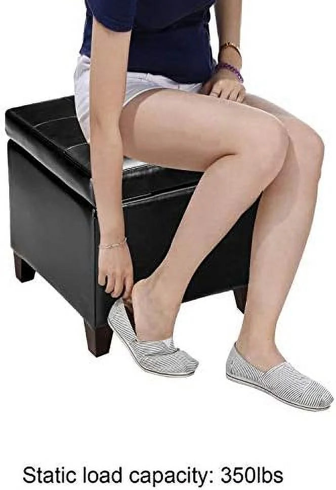 Off-White PU Leather Tufted Cube Ottoman Z208096