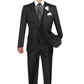 Men's Slim-Fit 3-Piece Textured Solid Lapel Suit - Black 50L S8263
