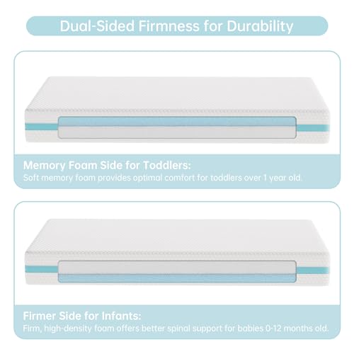 Dual-Sided Memory Foam Crib Mattress with Washable Cover K3020