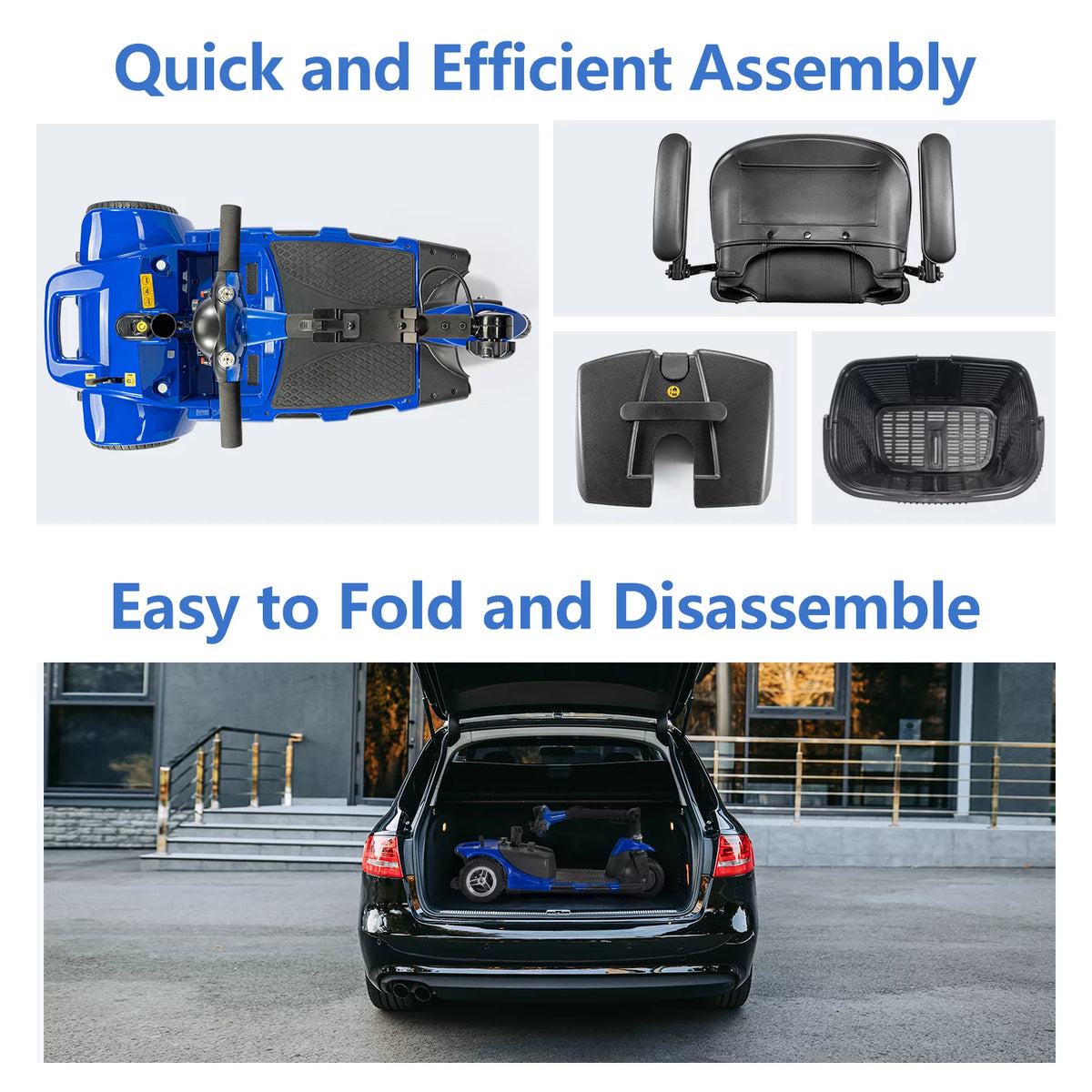 3 Wheel Blue Folding Mobility Scooter I4512