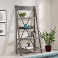 Gray Wood 4-Shelf Ladder Bookcase S480846