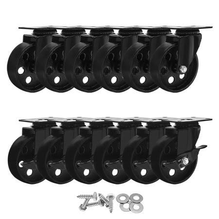 12 Pack 4 inch Black Metal Swivel Plate Caster Wheels A3036