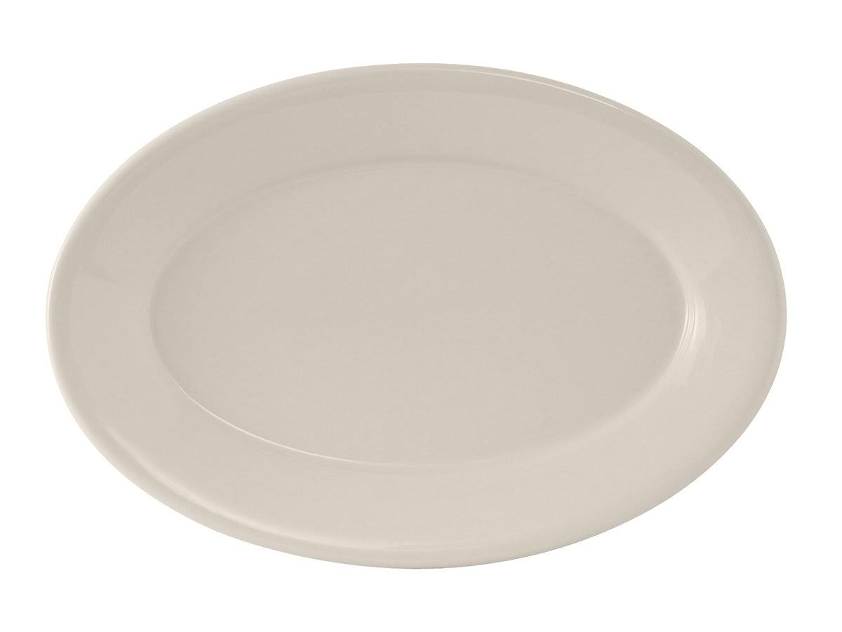 American White Rolled Edge Oval Platter P780445