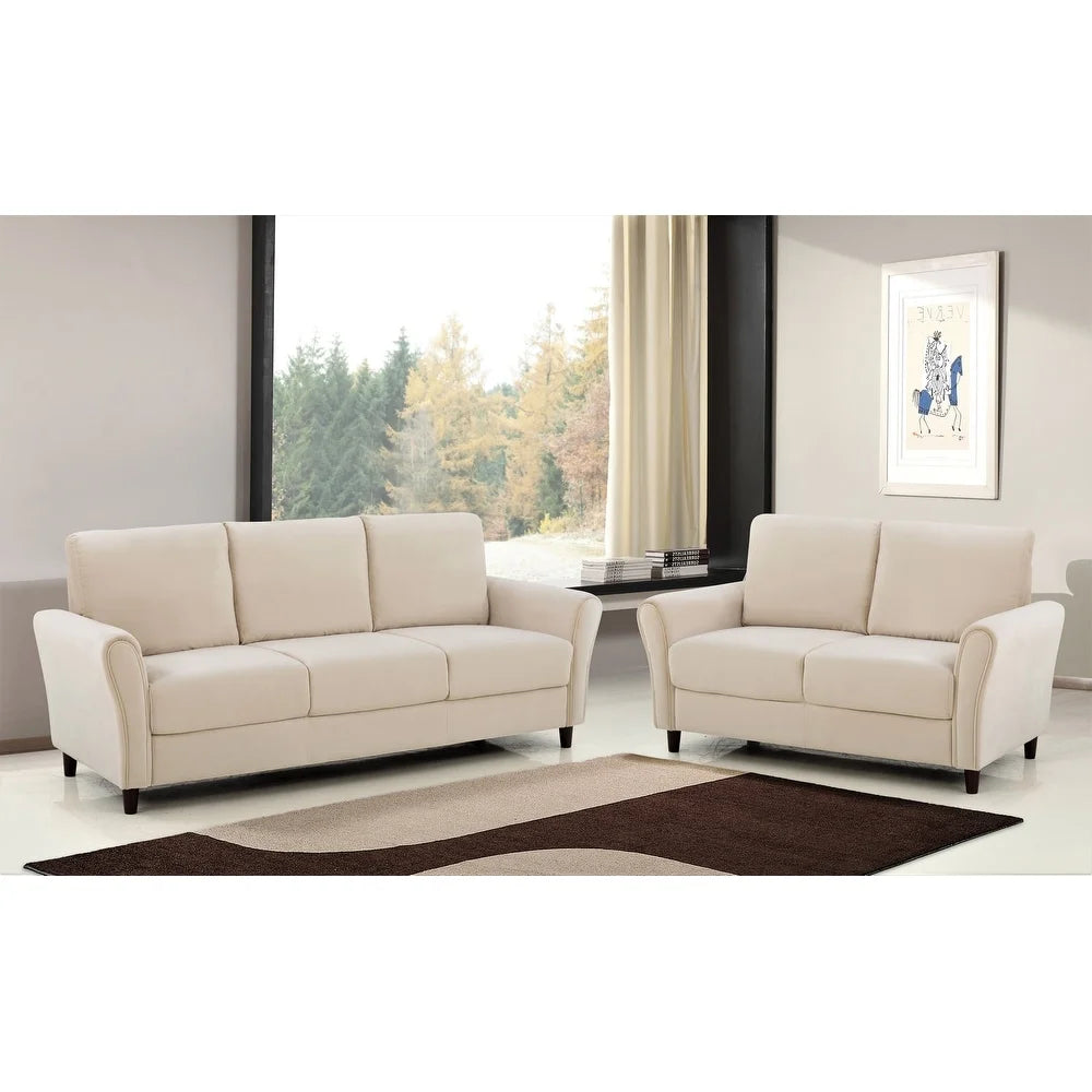 Ivory Velvet Sofa and Loveseat A2358