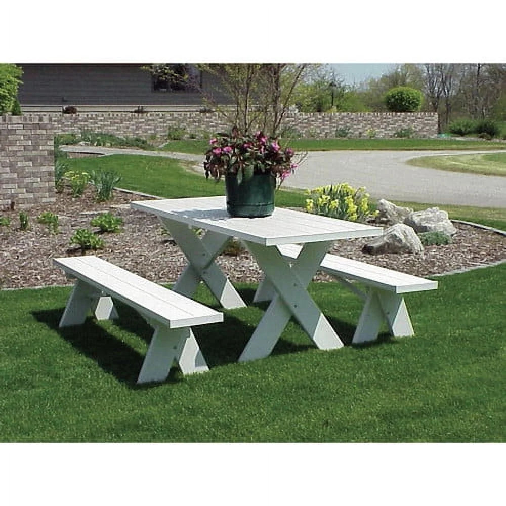 White Vinyl Picnic Table with Benches P371
