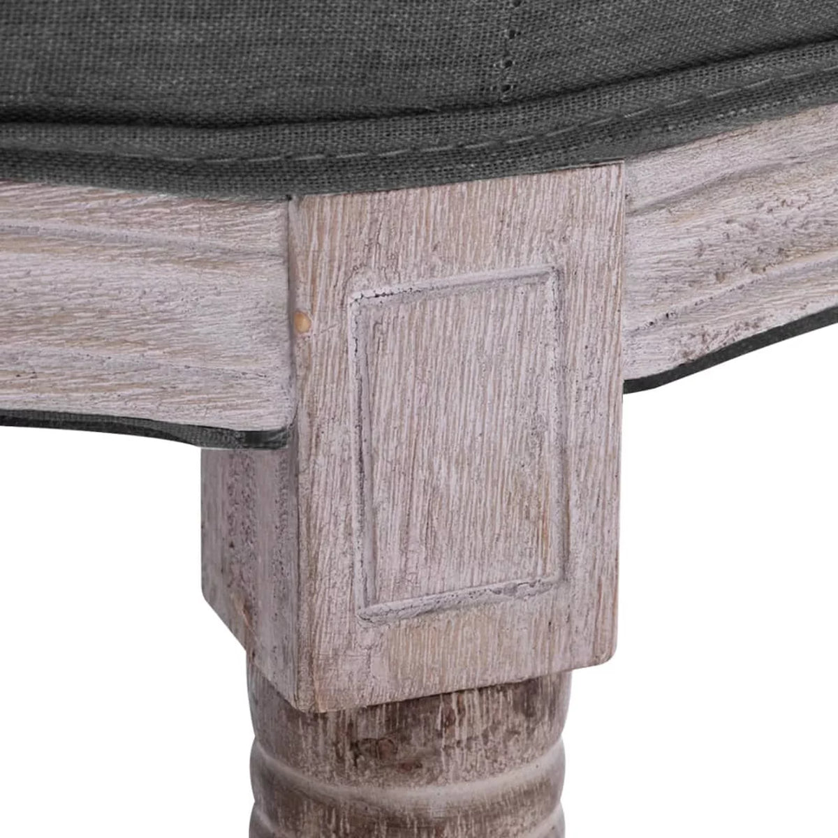 Linen Upholstery Padded Seat Wooden Frame Bench I23098