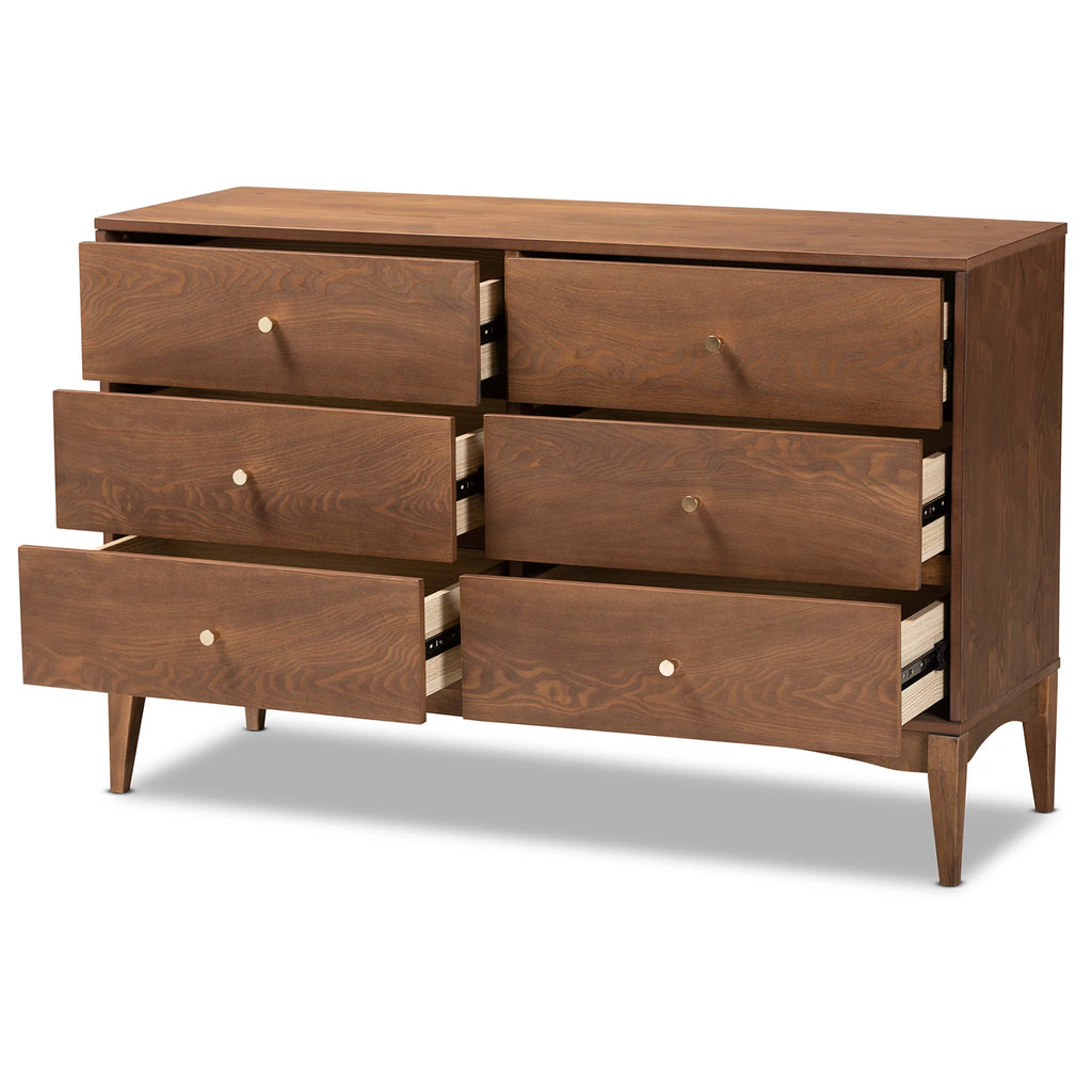 Ash Walnut Finished Wood 6-Drawer Dresser S620793