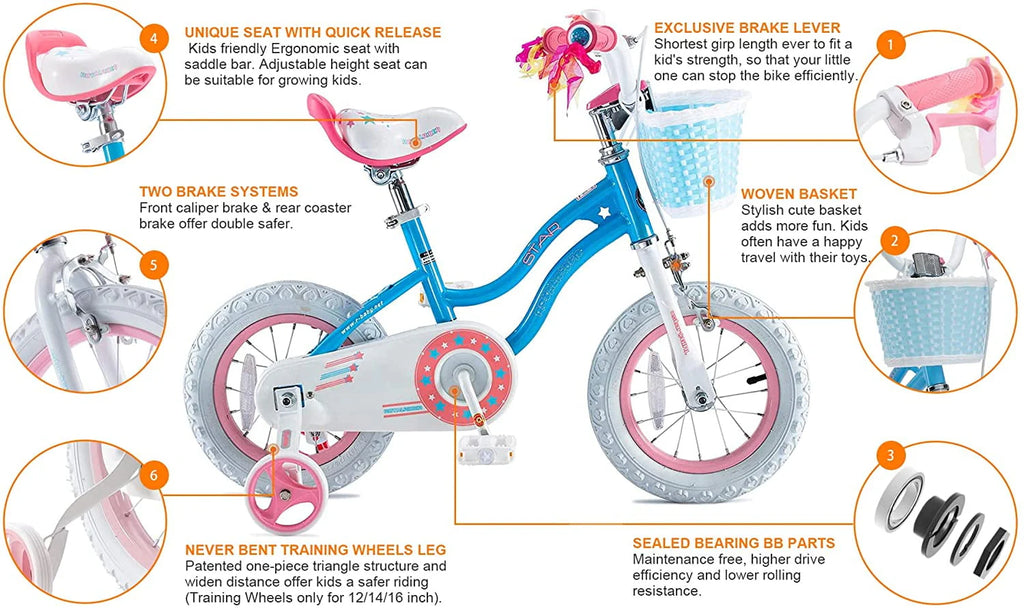 20 Inch Kids Bike with Kickstand Basket Blue I6186