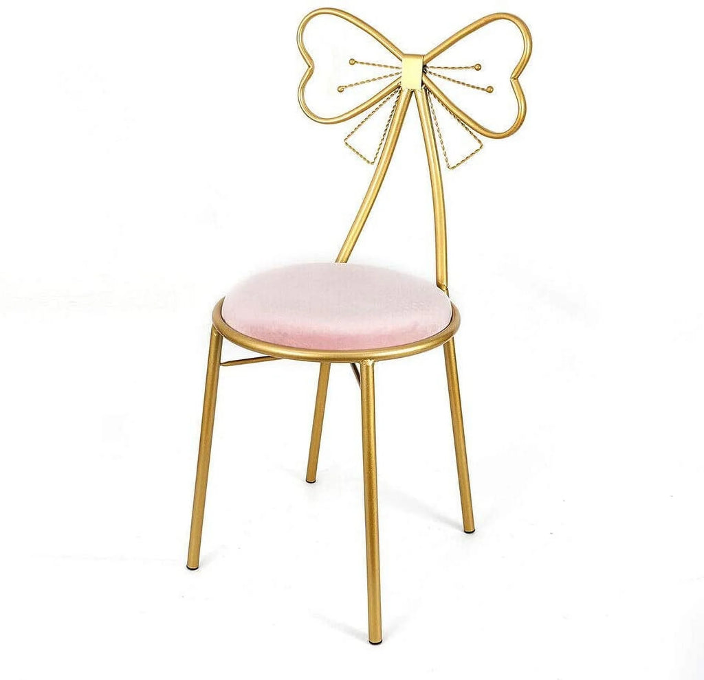 Light Pink Velvet Vanity Chair with Metal Frame C120