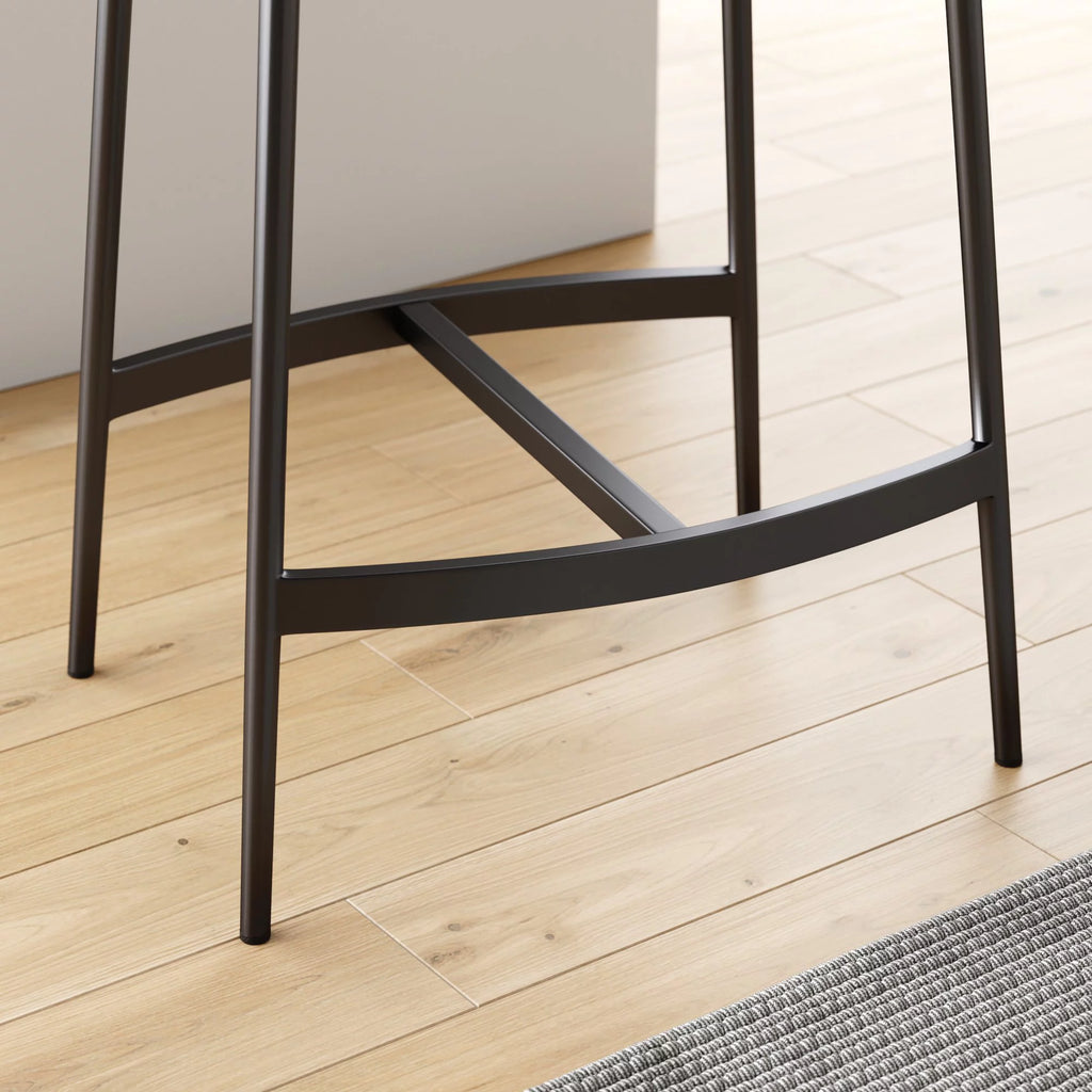 Brown Backless Upholstered Bar Stool with Metal Base O639