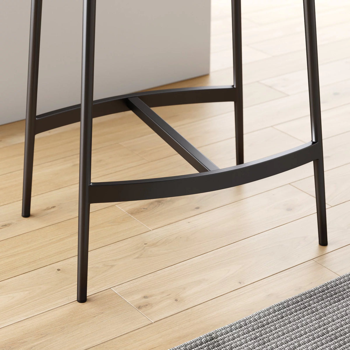 Brown Backless Upholstered Bar Stool with Metal Base O639