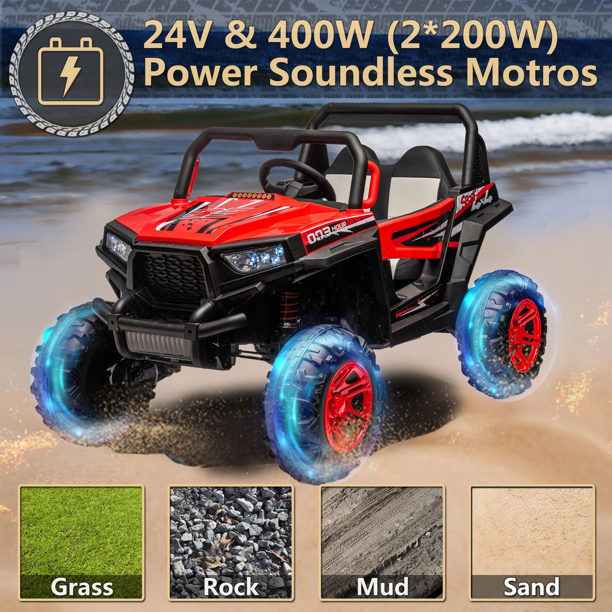 24V 2 Seater 4 Wheel Drive Ride on Truck with Remote Control P231