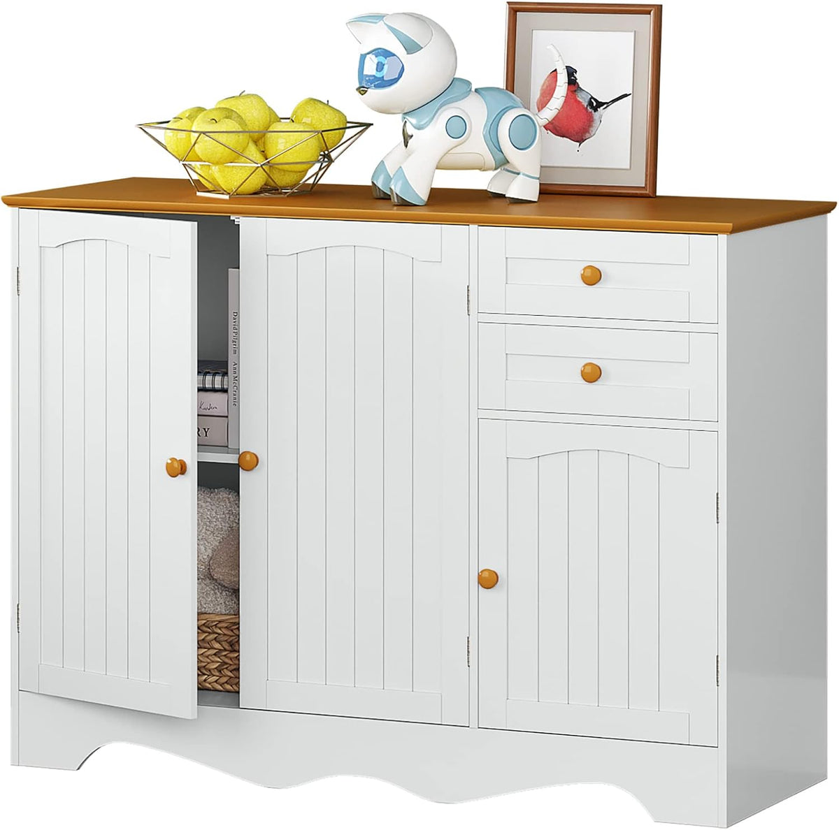41'' White Kitchen Pantry Cabinet with 6 Shelves K327