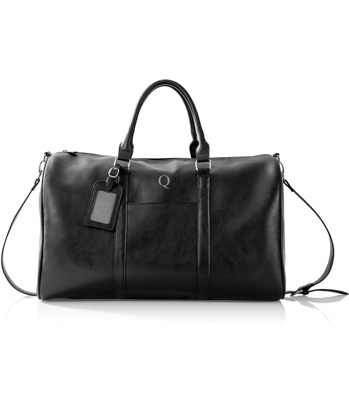 Black Vegan Leather Duffel B759586