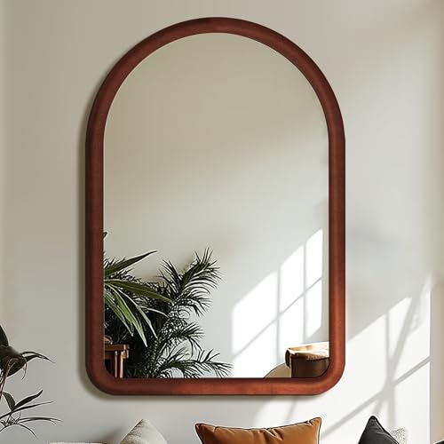 Cream White Arched Full Length Flannel Mirror A2163