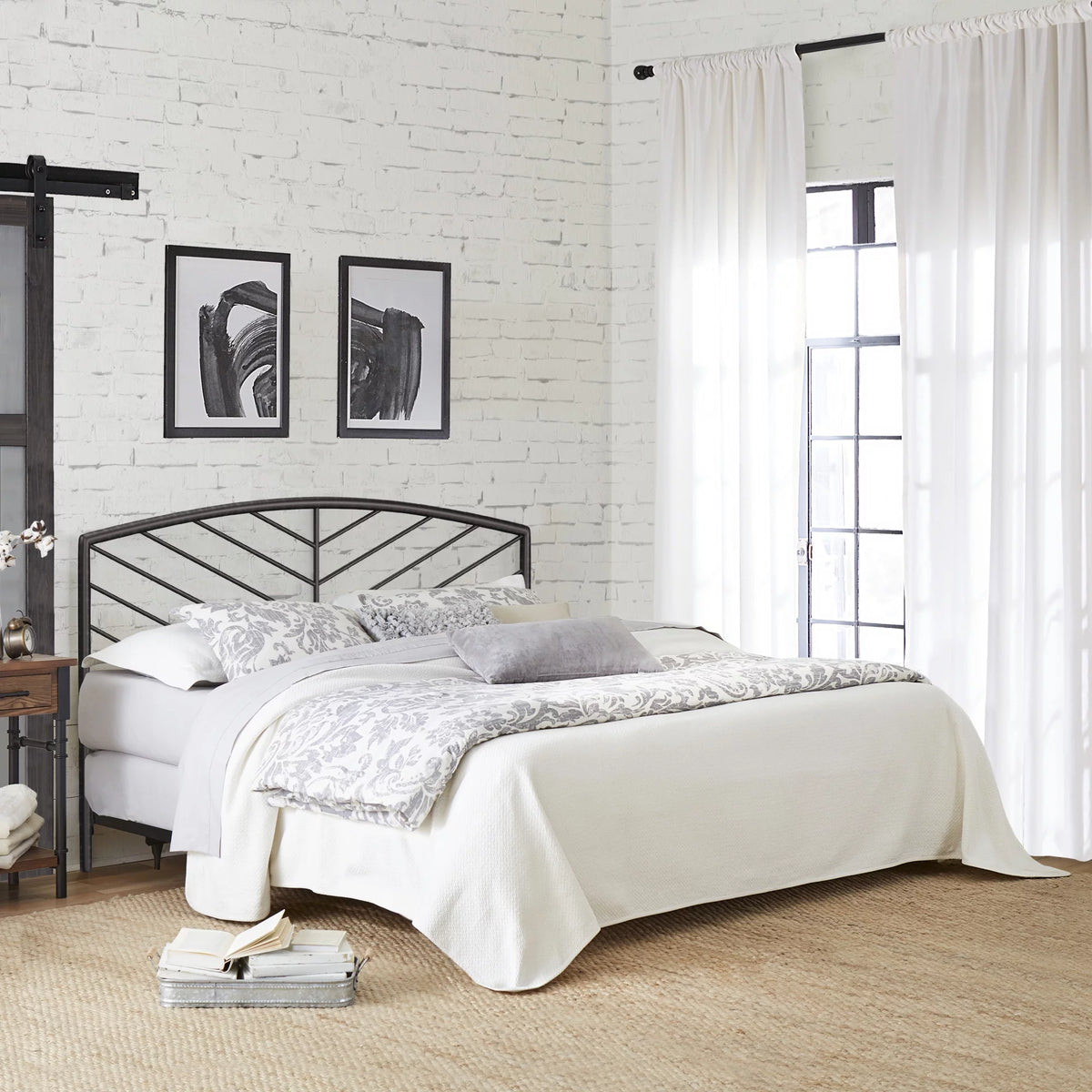 Gray Bronze Metal King Headboard with Bed Frame V64795