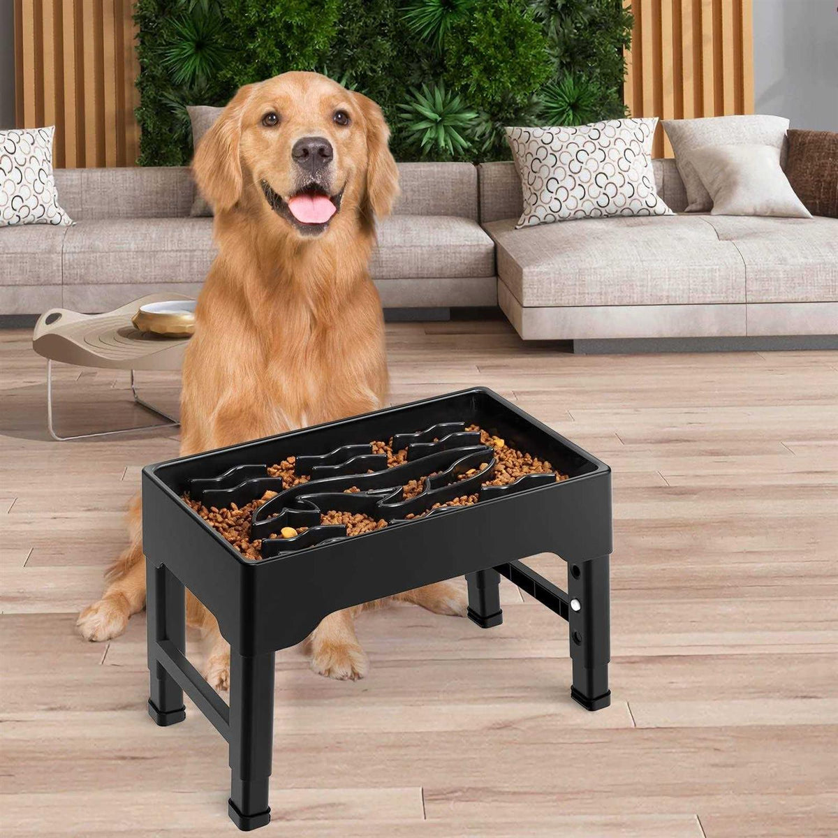 9 Cups Raised Slow Feeder Dog Bowls with 4 Adjustable Heights A290686