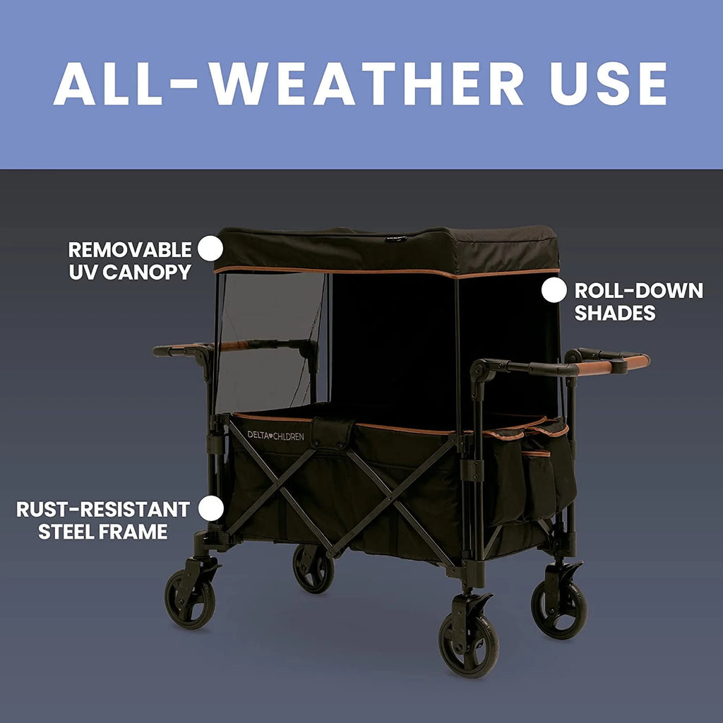Black Stroller Wagon for 2 Kids with Canopy F8786