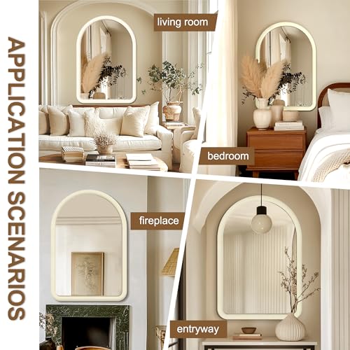Cream White Arched Full Length Flannel Mirror A2163