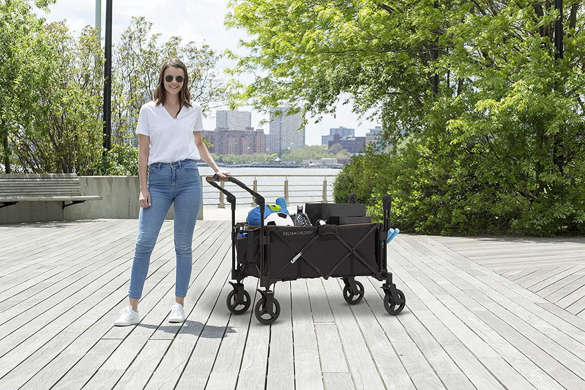 Black Stroller Wagon for 2 Kids with Canopy F8786