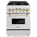 24 in. Gas Range with Gas Burner and Gas Oven in Stainless Steel with Gold Accents B599322