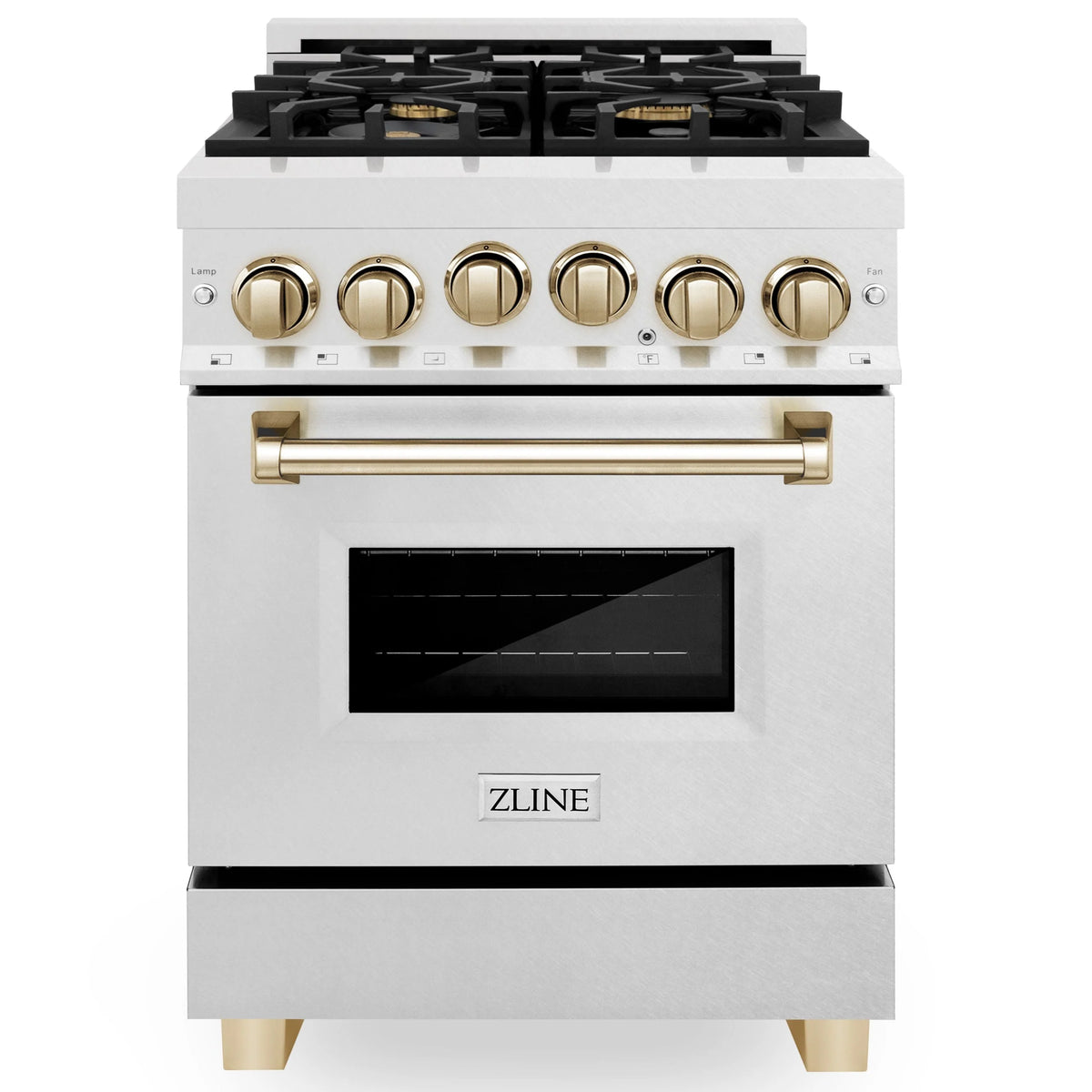 24 in. Gas Range with Gas Burner and Gas Oven in Stainless Steel with Gold Accents B599322