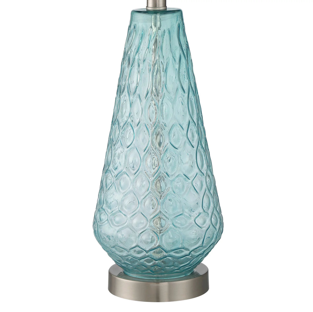 Blue Textured Glass Table Lamps Set of 2 Y4891