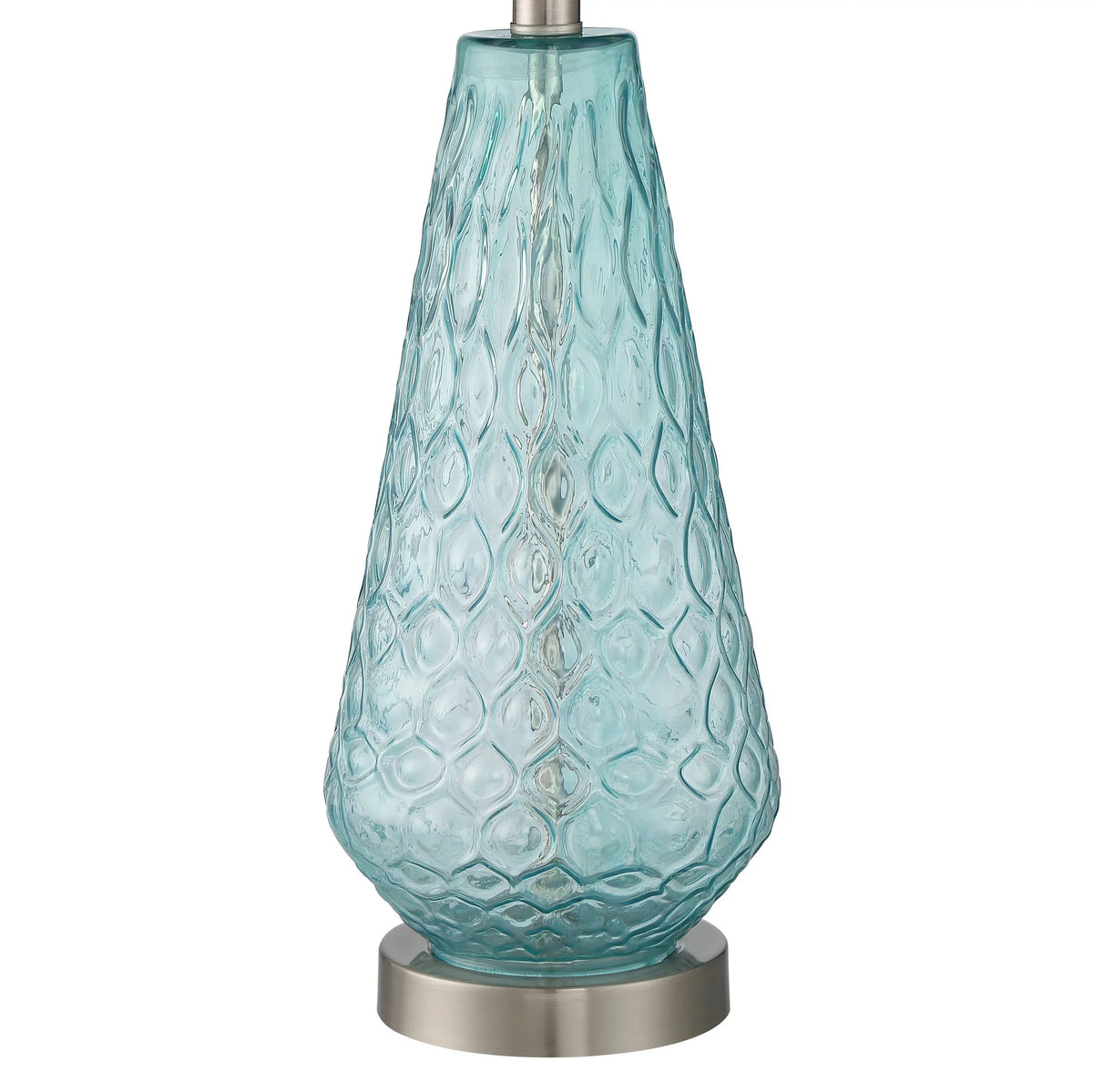 Blue Textured Glass Table Lamps Set of 2 Y4891