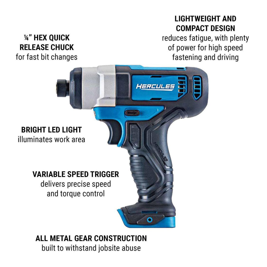 12V Cordless 1/4 in. Hex Compact Impact Driver Z44423