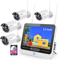 Wireless Security Camera System with 12” Monitor 2TB Hard Drive 8 Channel 4pcs 1080P Indoor Outdoor IP Cameras Night Vision W5705