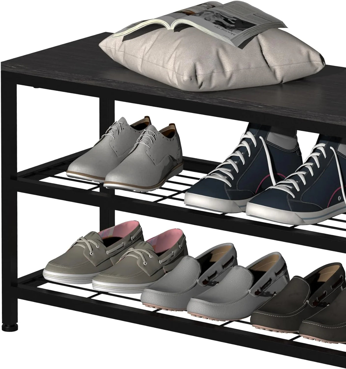 3 Tier Shoe Storage Bench with 4 Fabric Drawers O220649