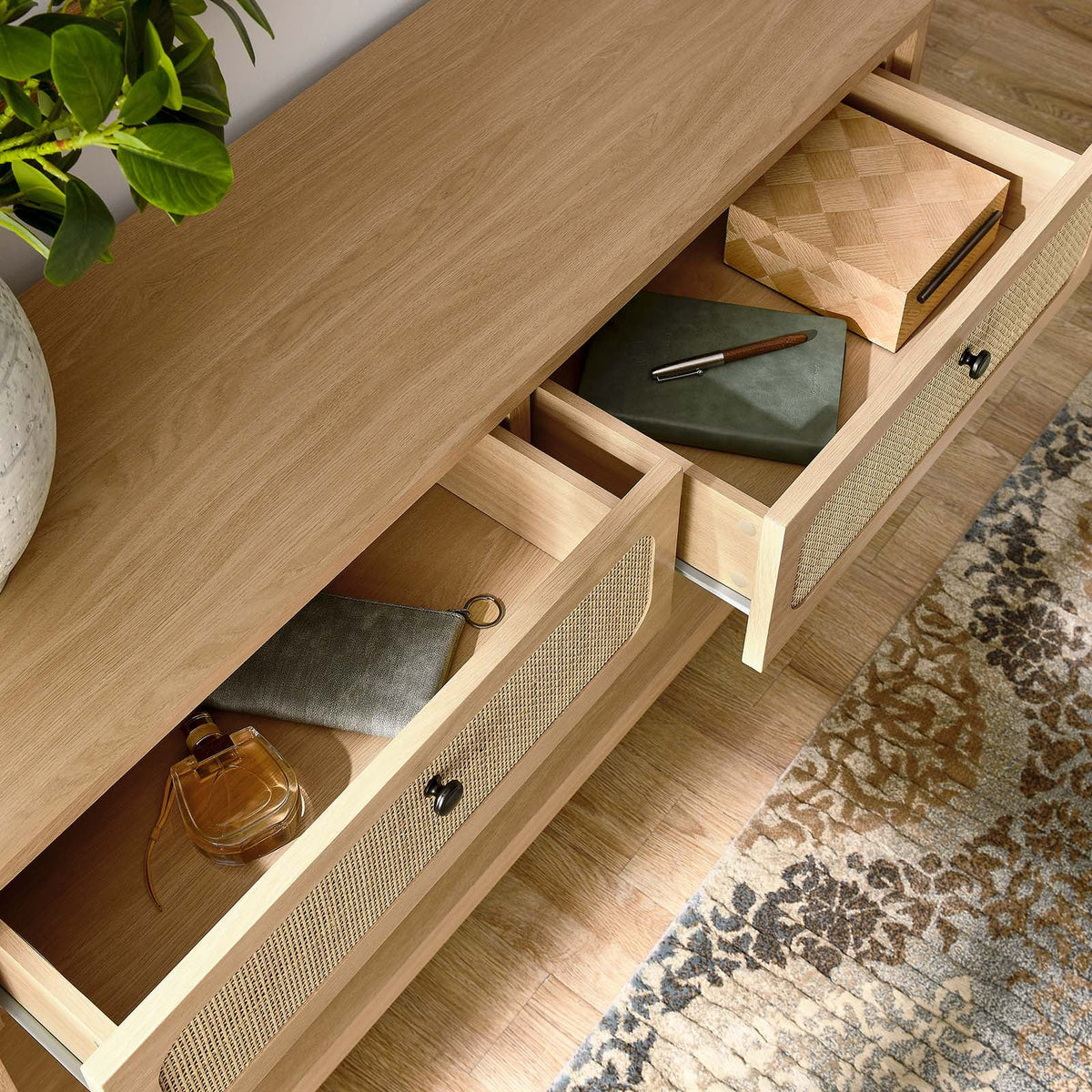 Oak Wood Entryway Console Table P447