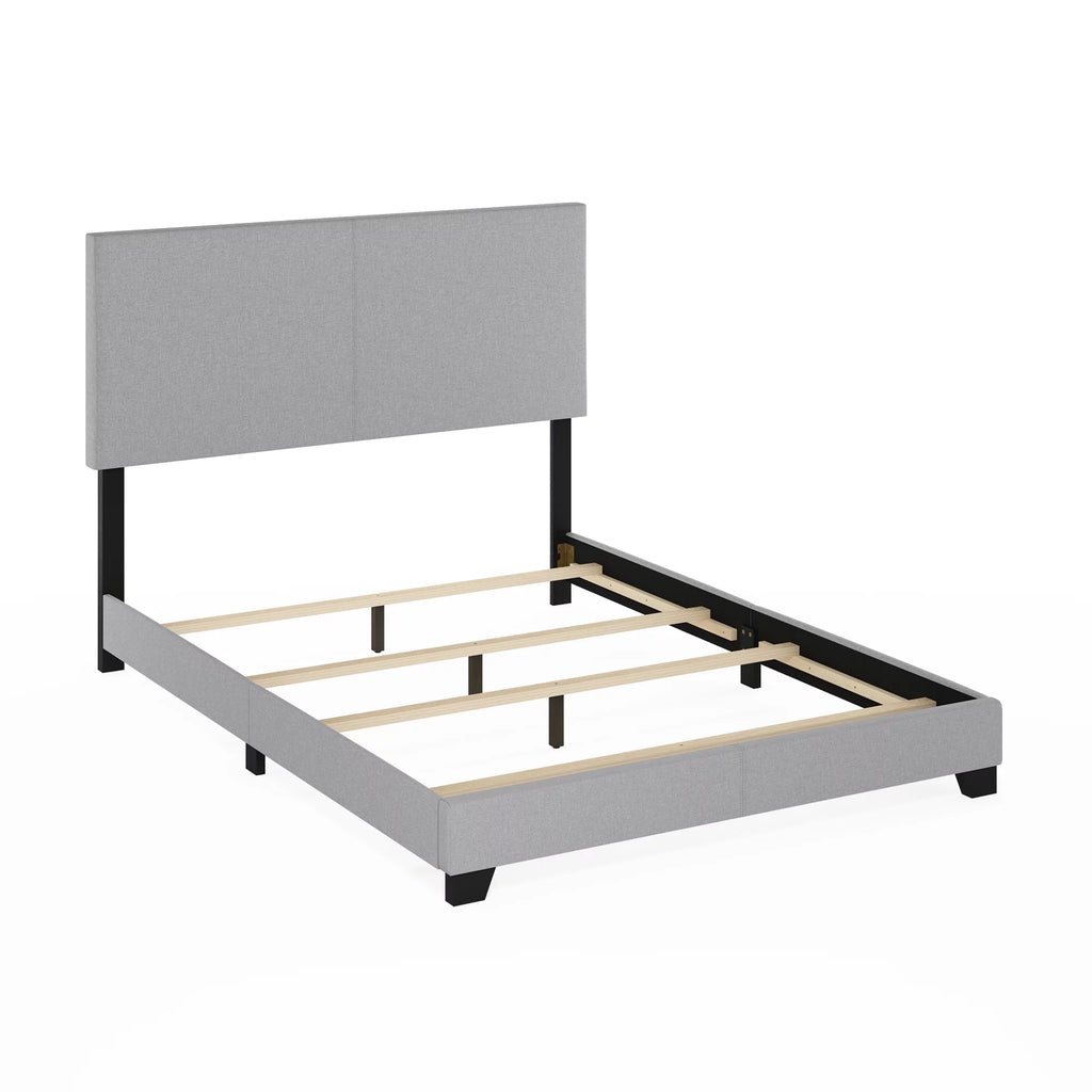Upholstered Bed Frame, Black PU Leather, Twin XL E576609