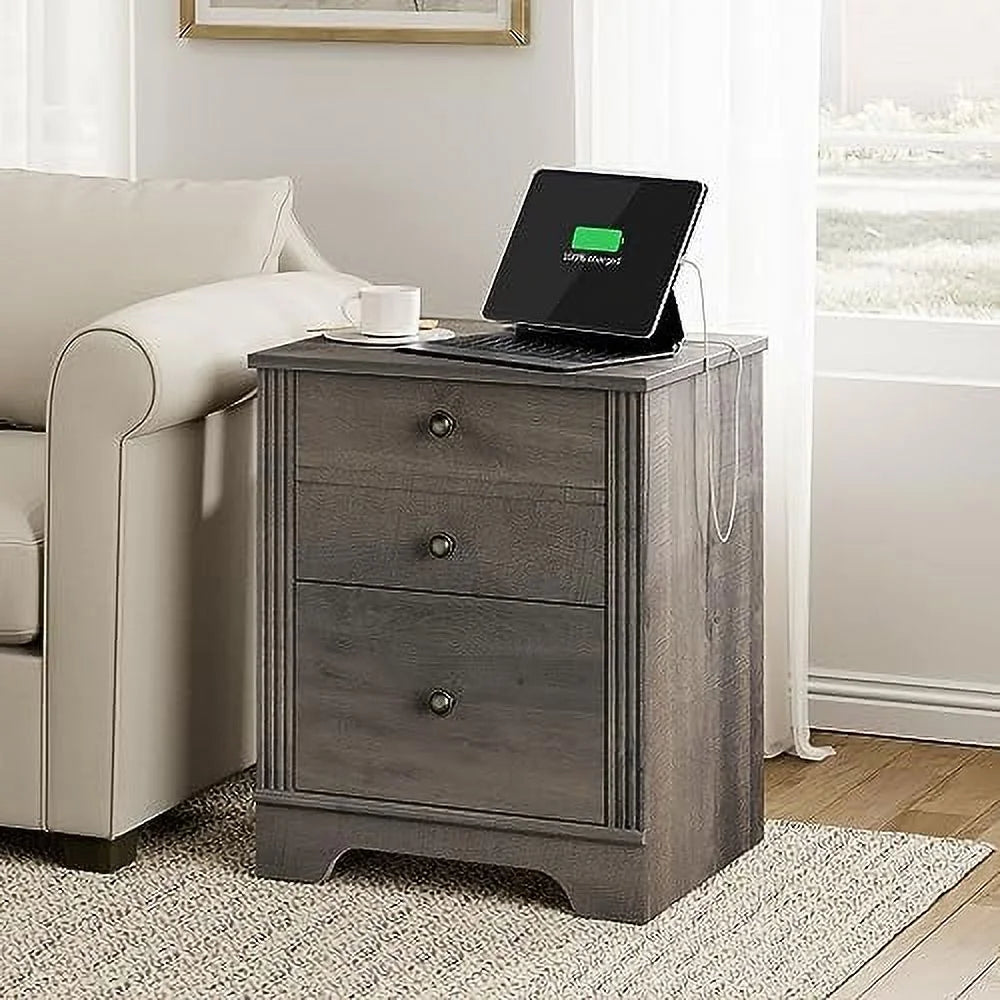 18 Inch End Table with 2 Drawers and Charging Station N6799