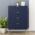 Navy Blue 4 Drawer Dresser with Gold Handles A908
